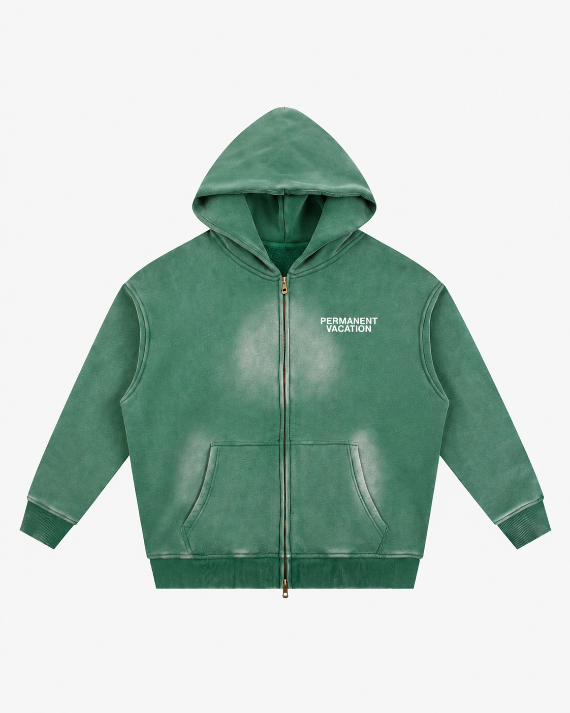 GREEN  SUN FADE ZIPPER BOXY HOODIE