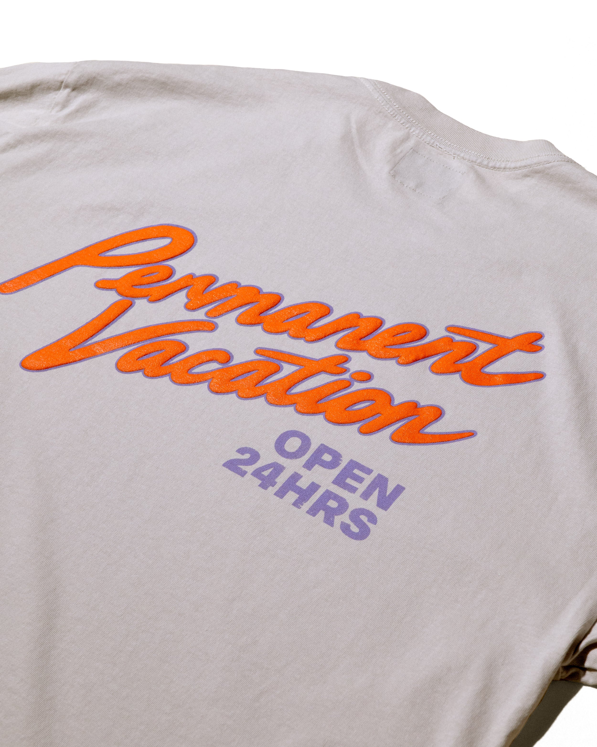 Malibu Open 24Hrs Bone t-shirt with Permanent Vacation puff print on the back