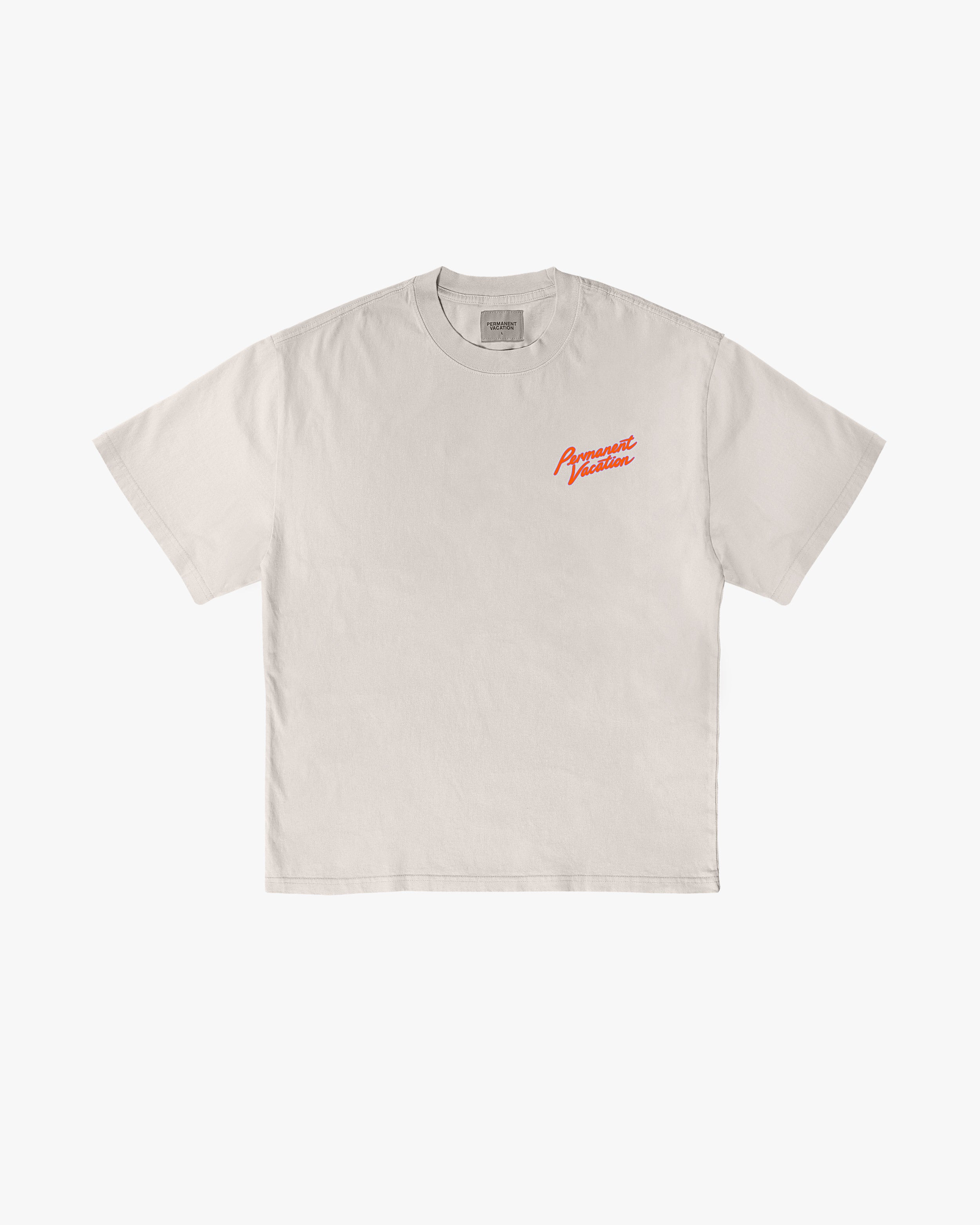 Malibu Open 24Hrs Bone t-shirt with Permanent Vacation puff print on the back